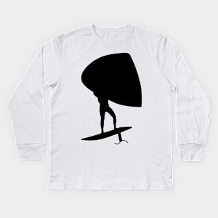 Wing surfer doing wingfoiling with foil wing Kids Long Sleeve T-Shirt